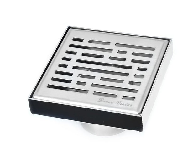 SereneDrains 4 Inch Square Shower Drain Cover Brushed Nickel