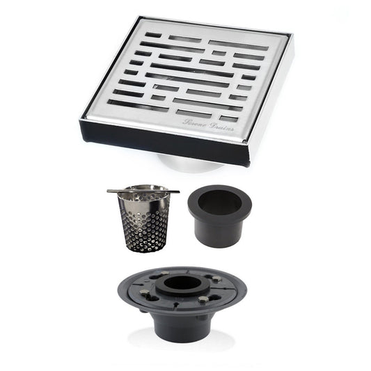 4 Inch Brushed Shower Drain Kit with Hair Trap and Base Flange – Broken Lane Design