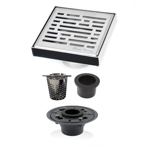 4 Inch Bathroom Floor Drain Kit, Polished Broken Lane Design
