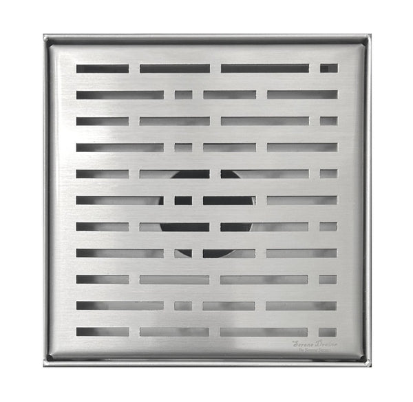 SereneDrains 6 Inch Square Shower Drain Cover, Brushed Nickel