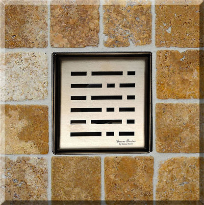 4 Inch Gold Shower Drain Grate Kit with Hair Trap and Base Flange – Broken Lane Design