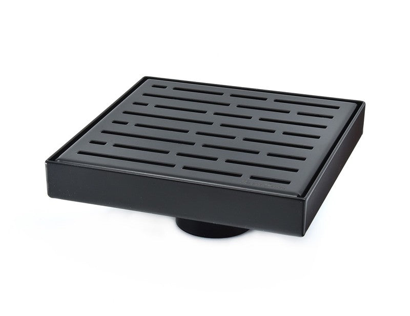 6 Inch Black Shower Drain for Bathrooms with Hair Trap and Drain Flange