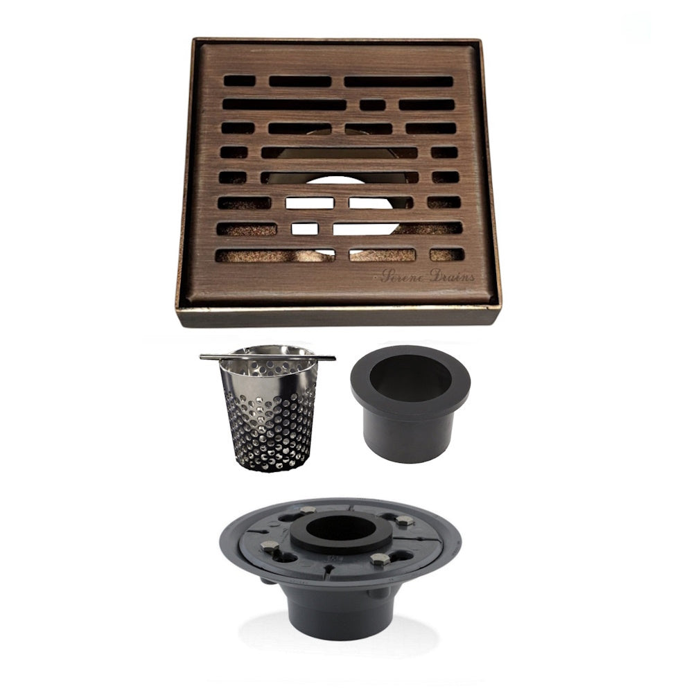 4 Inch Oil-rubbed Bonze Shower Drain Kit with Hair Trap and Base Flange