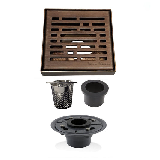 4 Inch Oil-rubbed Bonze Shower Drain Kit with Hair Trap and Base Flange
