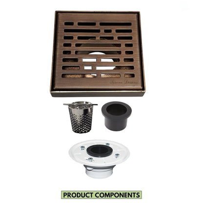 4 Inch Oil-rubbed Bonze Shower Drain Kit with Hair Trap and Base Flange