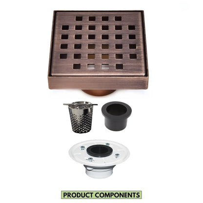 4 Inch Shower Drain Kit for Small Bathrooms with Hair Trap and Base Flange