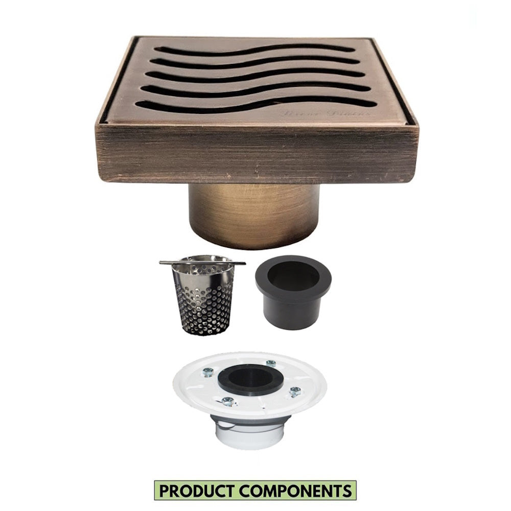 4 Inch Oil-rubbed Bronze Bathroom Drain with Hair Trap and Base Flange