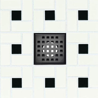 4 Inch Black Shower Drain Kit with Hair Trap and Base Flange