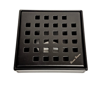 4 Inch Black Shower Drain Kit with Hair Trap and Base Flange