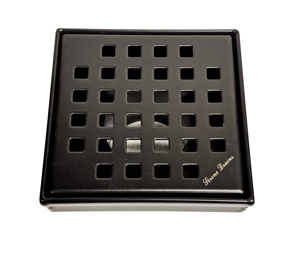SereneDrains Black Square Shower Drain
