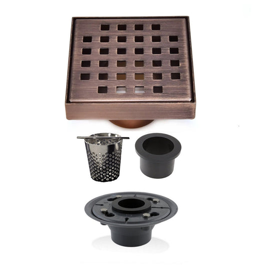 4 Inch Shower Drain Kit for Small Bathrooms with Hair Trap and Base Flange