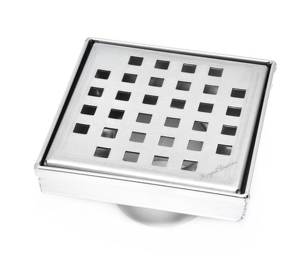 5 Inch Brushed Square Drain Cover with Hair Strainer and Drain Flange