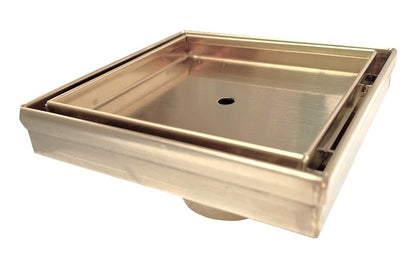 SereneDrains WOW Horizontal Side Discharge Outlet with Tile Insert Square Drain Kit