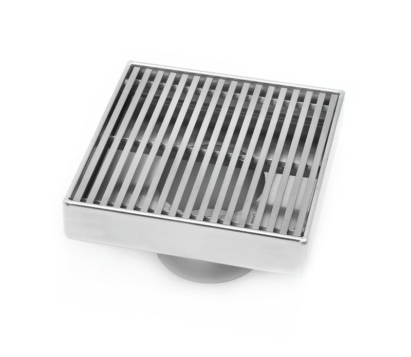 4 Inch Chrome Shower Drain Cover with Hair Trap and Base Flange Wedgewire Design