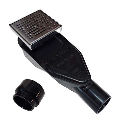 SereneDrains Square Shower Drain with ABS Horizontal Side Discharge Converter Kit