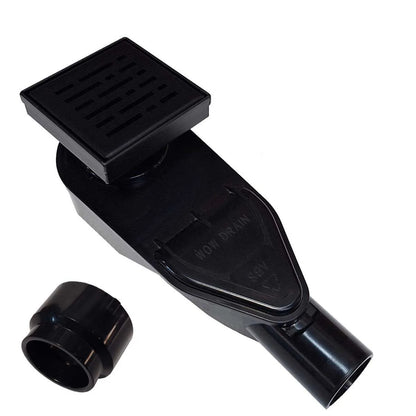 SereneDrains Square Shower Drain with ABS Horizontal Side Discharge Converter Kit