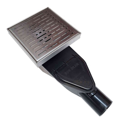 SereneDrains Square Shower Drain with ABS Horizontal Side Discharge Converter Kit