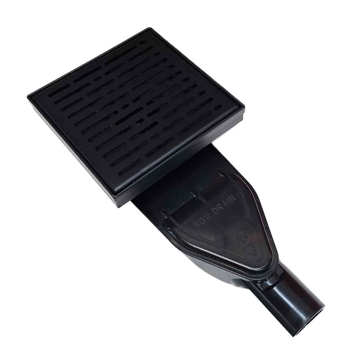 SereneDrains Square Shower Drain with ABS Horizontal Side Discharge Converter Kit