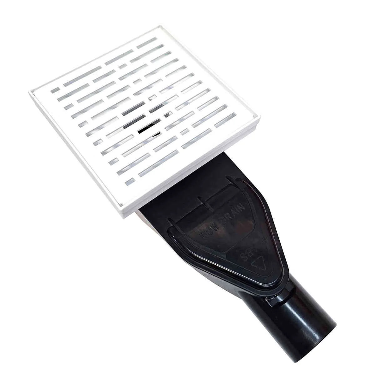 SereneDrains Square Shower Drain with ABS Horizontal Side Discharge Converter Kit