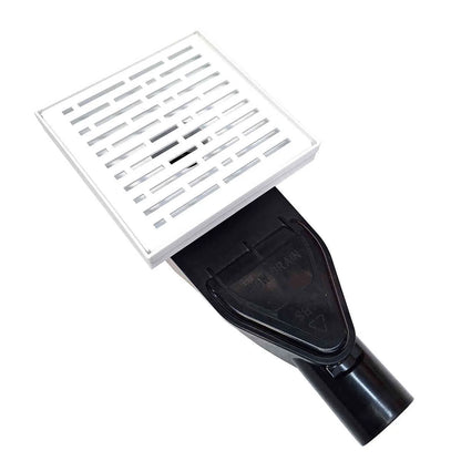 SereneDrains Square Shower Drain with ABS Horizontal Side Discharge Converter Kit