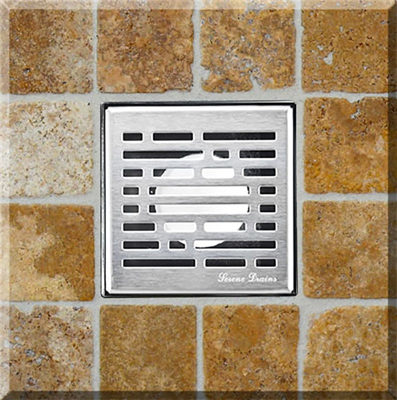 SereneDrains Square Shower Drain with ABS Horizontal Side Discharge Converter Kit