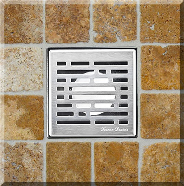 4 Inch Bathroom Floor Drain Kit, Polished Broken Lane Design