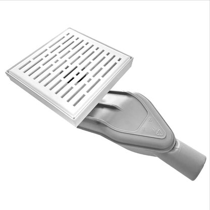 SereneDrains WOW Drain™ Horizontal Side Discharge Outlet with Square Shower Drain Kit