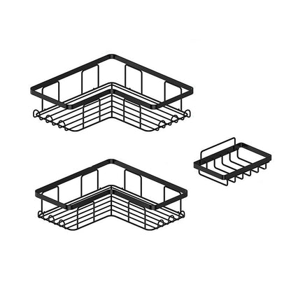 Black Shower Caddy, Triangular Bathroom Shelves, 3-Set Corner Shower Caddy