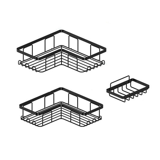 Black Shower Caddy, Triangular Bathroom Shelves, 3-Set Corner Shower Caddy