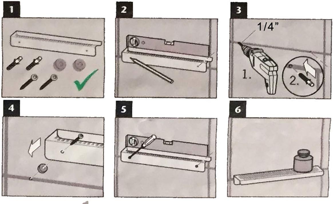 12 Inch Matte Black Stainless Steel Wall-Mounted Shower Shelf