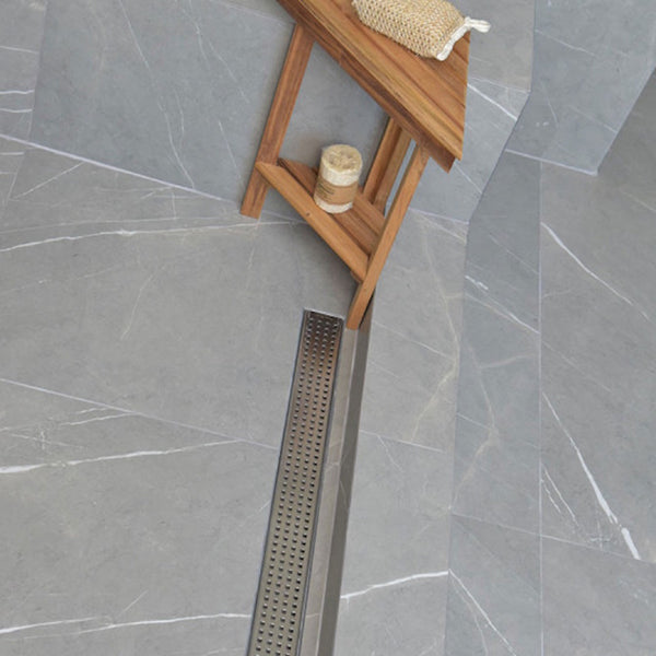 SereneDrains 40 Inch Linear Shower Drain Kit with 2 Inch Drain Flange, Hair Trap | 6 Grate Designs