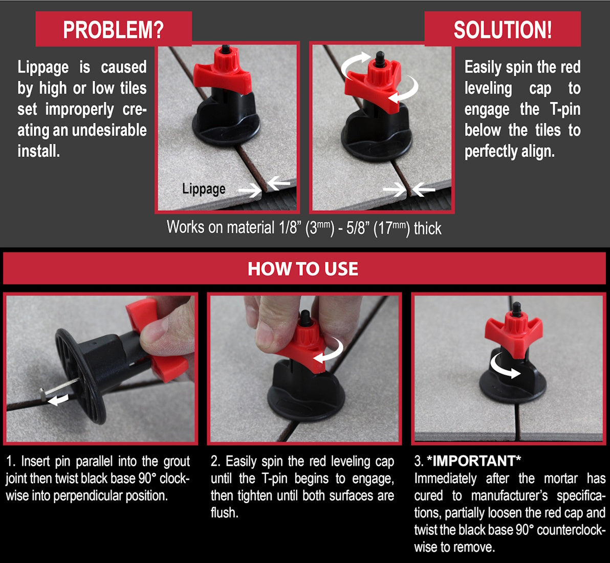 Spin Doctor Level Head Reusable Tile Leveling System