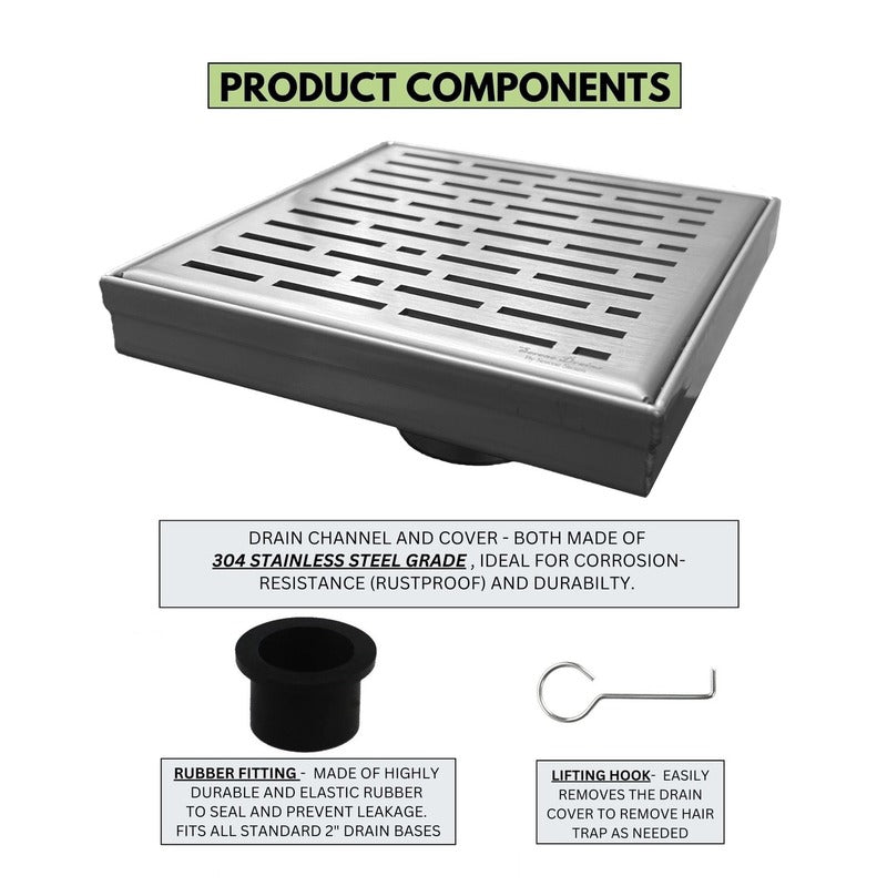 Best Shower Drains for Small Bathrooms, 6 Inch with Hair Trap and Drain Flange