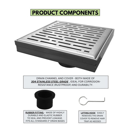 Best Shower Drains for Small Bathrooms, 6 Inch with Hair Trap and Drain Flange