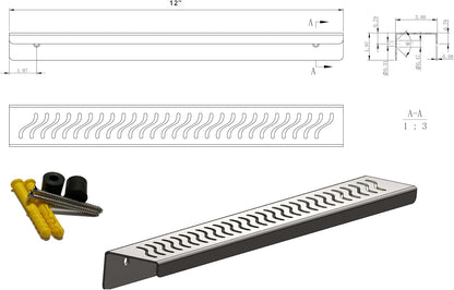 12 Inch Matte Black Stainless Steel Wall-Mounted Shower Shelf