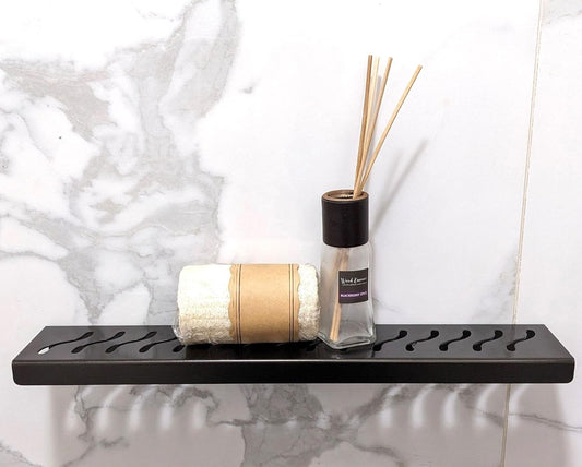 12 Inch Dark Bronze Stainless Steel Wall-Mounted Shower Shelf - Wave Design