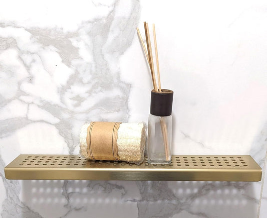 12 Inch Satin Gold Stainless Steel Wall-Mounted Shower Shelf