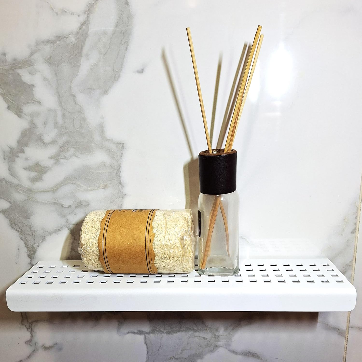 12 Inch Matte White Stainless Steel Wall-Mounted Shower Shelf