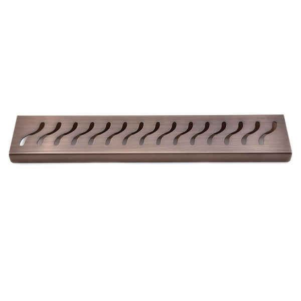 16 Inch Dark Bronze Stainless Steel Wall-Mounted Shower Shelf - Wave Design