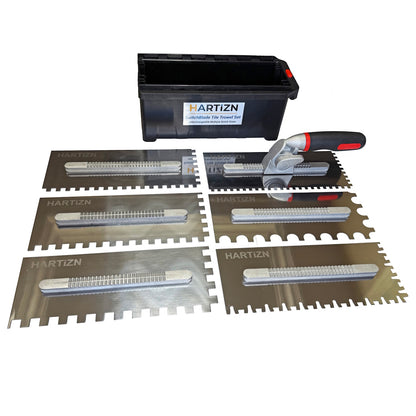 Hartizn Interchangeable Tile Plastering Trowel Set with 6 Notched Blades