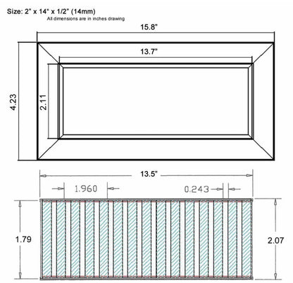 Chameleon Tile Vent Registers 2.25 x 14 Inch