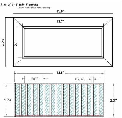 Chameleon Tile Vent Registers 2.25 x 14 Inch