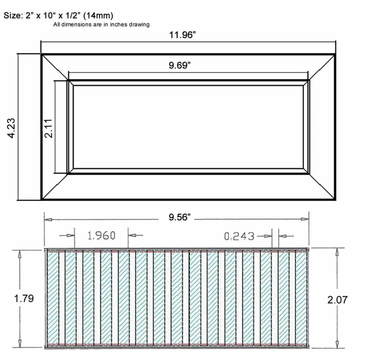 Chameleon Tile Vent Registers 2.25 x 10 Inch