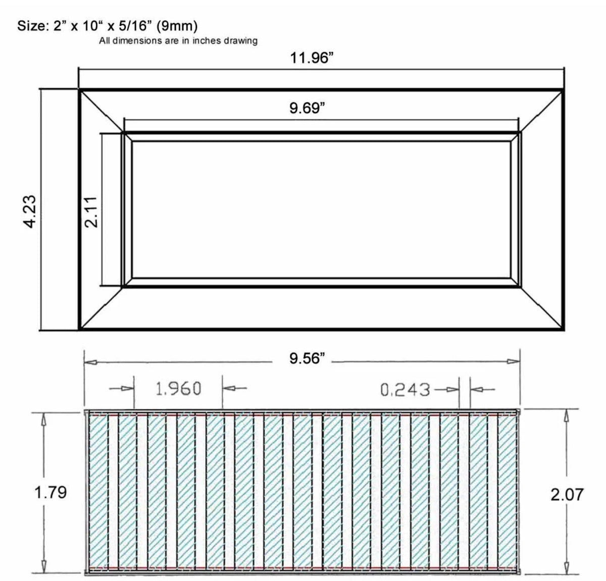 Chameleon Tile Vent Registers 2.25 x 10 Inch