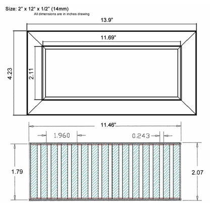 Chameleon Tile Vent Registers 2.25 x 12 Inch