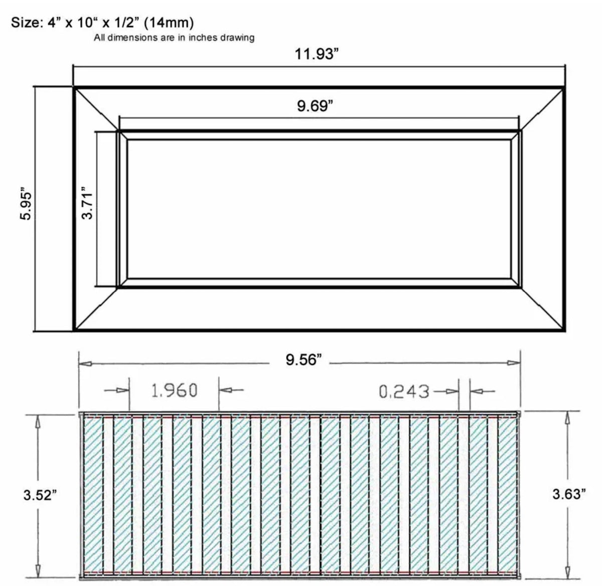 Chameleon Tile Vent Registers 4 x 10 Inch