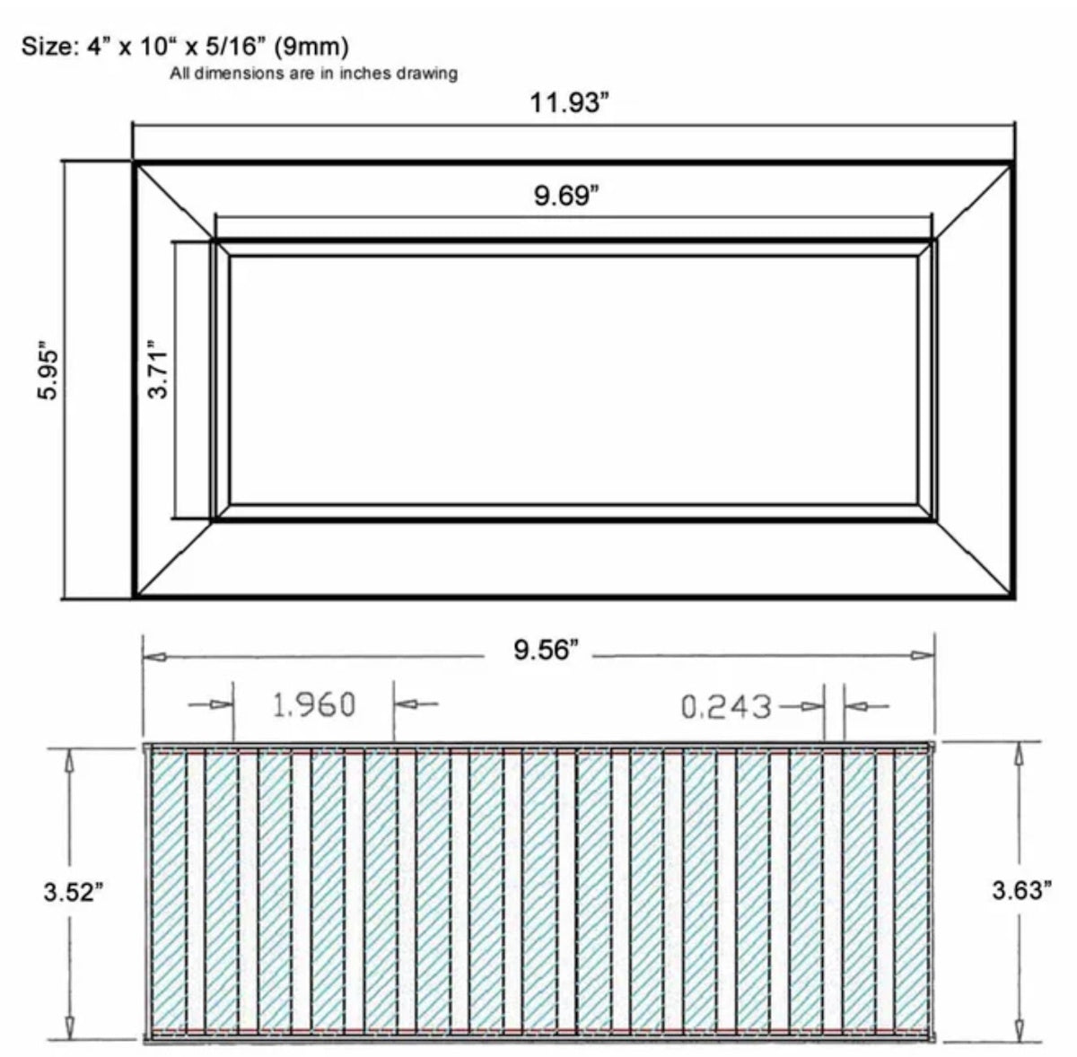 Chameleon Tile Vent Registers 4 x 10 Inch