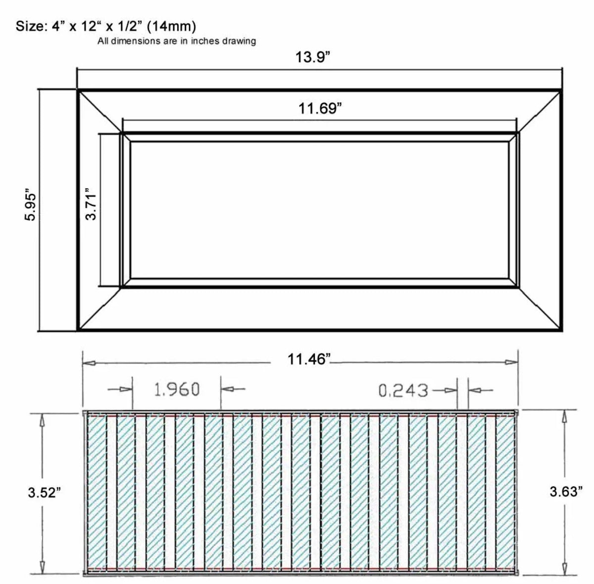 Chameleon Tile Vent Registers 4 x 12 Inch