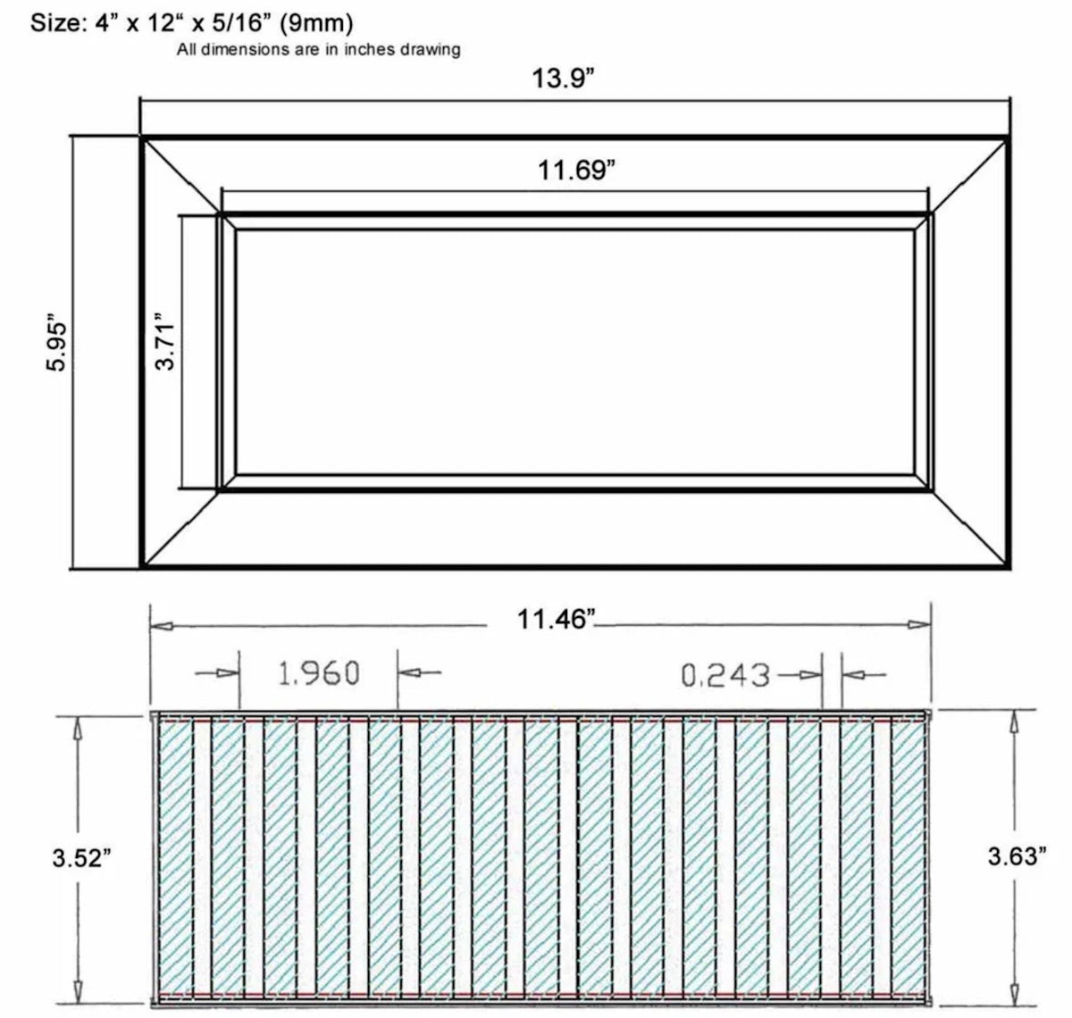 Chameleon Tile Vent Registers 4 x 12 Inch
