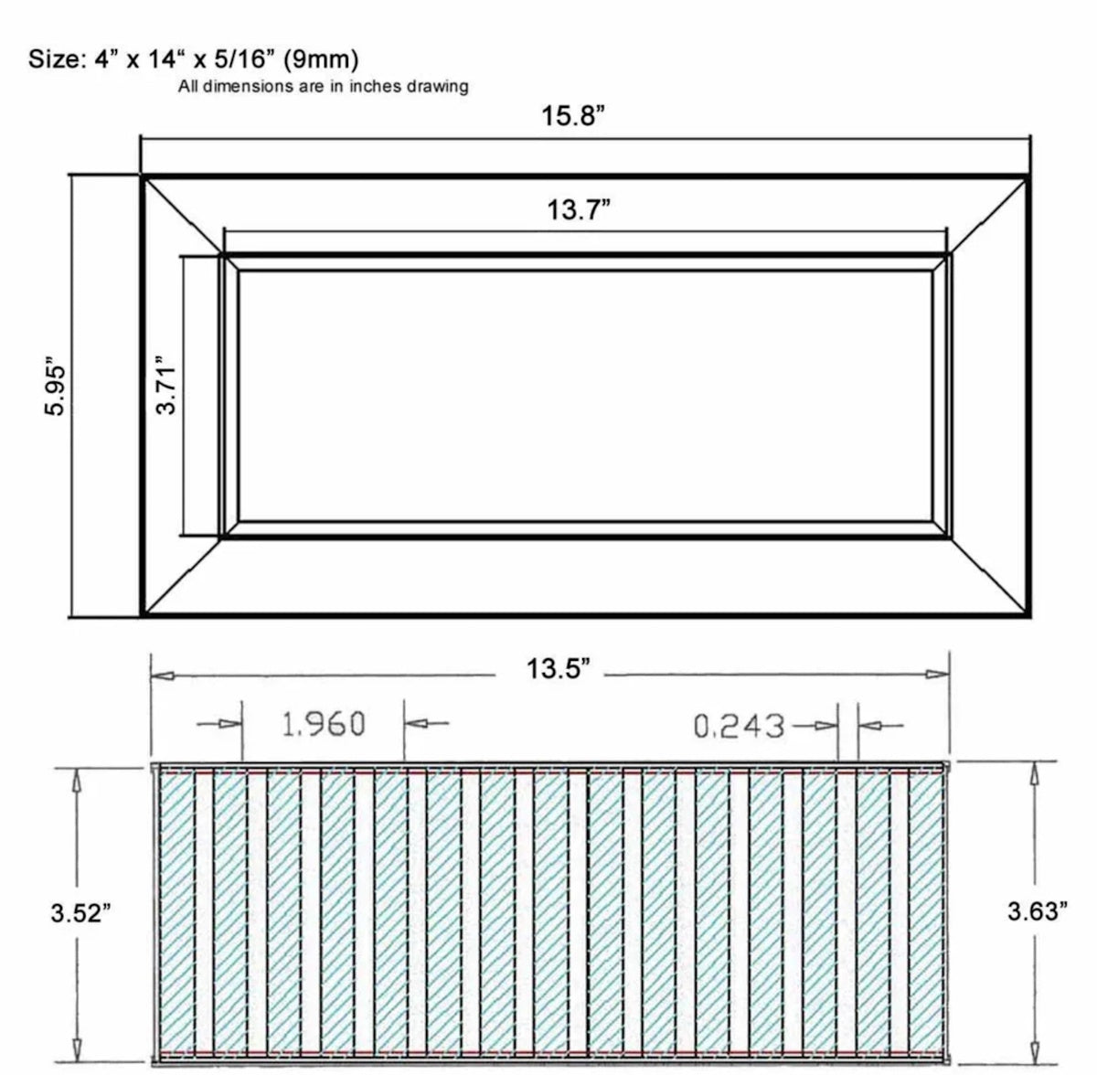 Chameleon Tile Vent Registers 4 x 14 Inch